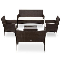 Maison Chic Salon de jardin 5 pcs + coussins - Mobilier/Meubles de jardin - Table et chaises d'extérieur Résine tressée Marron -MN41914