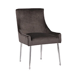 Avis Vivenla Lot de 2 Chaises de salle à manger design revêtement en velours gris foncé avec poignet à l'arrière et piètement en acier argenté collection JERSEY