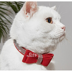 Acheter Universal Nœuds en suède cuir strass collier pour chien et housse de laisse chiot chat chihuahua collier pour petit chien chat | collier chien chat | collier niveau chat (rouge)