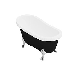 Avis Vente-Unique Baignoire îlot rétro avec pieds de lion argentés - 200 L - 145 x 74 x 77 cm - Noir mat - NISOS II