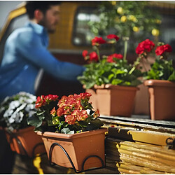 PLASTIKEN Jardiniere 50x20cm avec plateau et support balcon - Terracotta