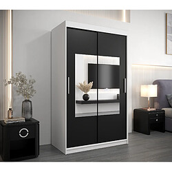 Abiks Meble Armoire Torino à portes coulissantes 200/120/62 2 portes (blanc/noir)