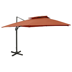 Maison Chic Parasol Jardin | Parasol déporté avec double toit 300x300 cm terre cuite - GKD25431