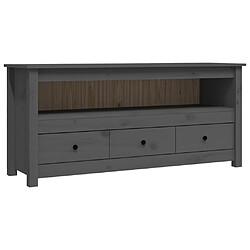 vidaXL Meuble TV Gris 114x35x52 cm Bois de pin massif