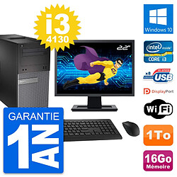 PC Tour Dell 3020 Ecran 22" Intel i3-4130 RAM 16Go Disque 1To Windows 10 Wifi - Occasion