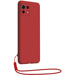 Bigben Coque pour Xiaomi Mi 11 5G Silicone + dragonne assortie Rouge