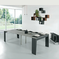 Acheter Inside 75 Table console extensible avec 6 chaises pliantes MARVEL gris ardoise et ciment noir