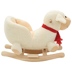 vidaXL Mouton à bascule avec dossier Peluche 60x32x50 cm Blanc