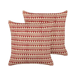 Beliani Lot de 2 coussins DEGLUPTA Coton 45 x 45 cm Géométrique Impression en bloc Rouge