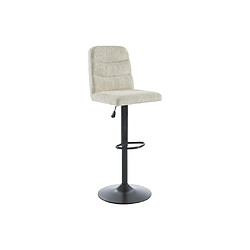 Acheter Vente-Unique Lot de 2 tabourets de bar en tissu texturé et métal noir - Hauteur réglable - Beige - KELIANO