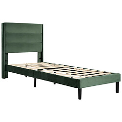 ComfortXL Lit Double Rembourré 90 X 200 Cm Avec Cadre De Lit à Lattes Et Tête De Lit En Velours Vert Foncé