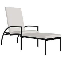 Helloshop26 Transat chaise longue bain de soleil lit de jardin terrasse meuble d'extérieur avec repose-pied résine tressée noir 02_0012592