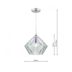 Luminaire Center Suspension Gaia Chrome poli,verre iridisé 1 ampoule 27cm pas cher