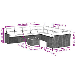 Avis Maison Chic Salon de jardin 11 pcs avec coussins | Ensemble de Table et chaises | Mobilier d'Extérieur noir résine tressée -GKD67512