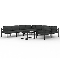 Maison Chic Ensemble Tables et chaises d'extérieur 9 pcs avec coussins,Salon de jardin Aluminium Anthracite -GKD734920