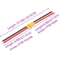 Avis 1 Paire de Connecteurs X90 Femelles Mâles avec Câble 10AWG pour Batterie Scooter