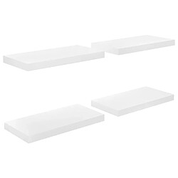 Maison Chic Lot de 4 Étagère murale flottante,Etagère de rangement Blanc brillant 50x23x3,8 cm MDF -MN72115