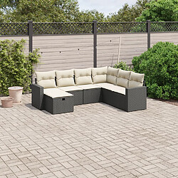 vidaXL Salon de jardin 7 pcs avec coussins noir résine tressée