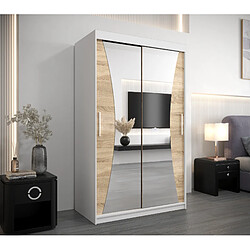 Abiks Meble Armoire MONACO À Portes Coulissantes 200/120/62 2 Portes (Blanc/Sonoma)