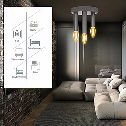 NETTLIFE 3 Spots E14 Plafonnier Vintage Lampe de Chambre Grise Industrielle Rétro avec Lustre en Métal pour Salon Cuisine Couloir Bar, Max. 25W pas cher