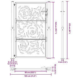 vidaXL Portail de jardin noir 105x155 cm acier conception de flamme pas cher