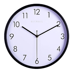 Wewoo Horloge murale noir et blanc 12 pouces créatif décoratif ronde forme métal brossé salon mur +