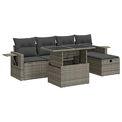 vidaXL Salon de jardin 6 pcs avec coussins gris résine tressée