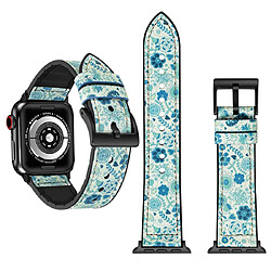 Wewoo Bracelet à Motif fleurs TPU + acier inoxydable pour Apple Watch séries 5 et 4 40 mm / 3 et 2 et 1 38 mm vert