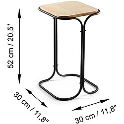 Avis Hanah Home Bout de canapé en métal Seat noir et plateau en bois.