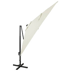 Acheter Helloshop26 Parasol meuble de jardin déporté avec mât et lumières led 300 cm sable 02_0008533