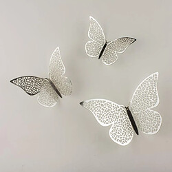 Universal 12PCS 3D papillon en métal, décoration murale en argent.