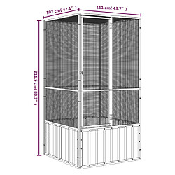 vidaXL Cage à oiseaux Gris 111x107x211,5 cm Acier galvanisé pas cher