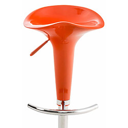 Avis Decoshop26 Tabouret de bar x1 avec repose-pieds assise pivotante en plastique orange et métal chromé 10_0005371