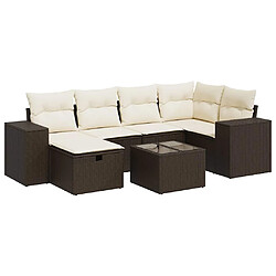 vidaXL Salon de jardin avec coussins 7 pcs marron résine tressée