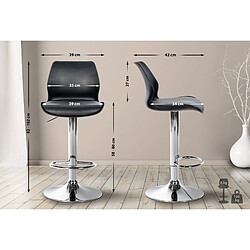 Decoshop26 Lot de 2 tabourets de bar avec repose-pieds hauteur réglable pivotant en PVC et plastique noir et métal 10_0004170