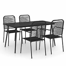 Maison Chic Mobilier à dîner 5 pcs de jardin - Ensemble table et chaises d'extérieur - Salon/Mobilier de jardin classique Corde en coton et acier Noir -MN43168