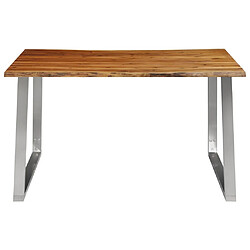 vidaXL Table à dîner 140x80x75 cm Bois d'acacia et acier inoxydable