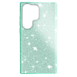 Avizar Coque Paillette pour Samsung Galaxy S23 Ultra Semi-rigide Spark Case vert