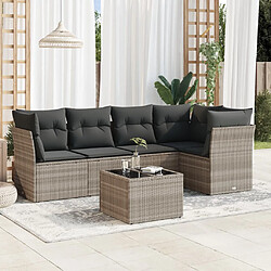 vidaXL Salon de jardin 6 pcs avec coussins gris clair résine tressée