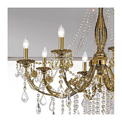 Luminaire Center Chandelier en cristal PISANI CRYSTAL laiton antique 8 ampoules