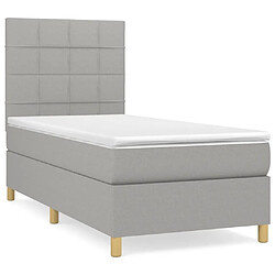 Maison Chic Lit Adulte - Lit simple Lit à sommier tapissier avec matelas moelleux - Meuble de Chambre - Gris clair 90x200 cm Tissu -MN13870