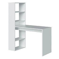 Pegane Table de Bureau avec étagère réversible coloris Blanc Artik - longueur 120 cm x Profondeur 53 cm x Hauteur 144 cm