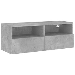 vidaXL Meuble TV mural gris béton 80x30x30 cm bois d'ingénierie