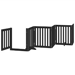 Avis vidaXL Barrière pour chien porte pliable 12panneaux noir bois peuplier