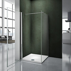 Cabine de douche 100x76x197cm verre anticalcaire avec une barre de fixation de 140cm