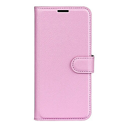 Etui en PU texture litchi, fermeture magnétique avec support, rose pour Realme 9i