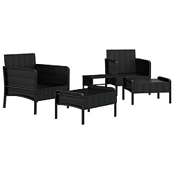 Acheter Maison Chic Salon de jardin 5 pcs + coussins - Mobilier/Meubles de jardin - Table et chaises d'extérieur Noir Résine tressée -MN32246