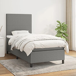 vidaXL Sommier à lattes de lit avec matelas Gris foncé 90x200 cm Tissu