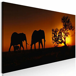 Paris Prix Tableau Imprimé Elephant Family Orange 40 x 120 cm