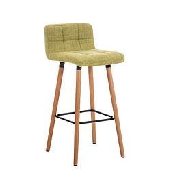 Decoshop26 Le tabouret de bar x1 avec repose-pieds et coutures décoratives en tissu vert 10_0005165